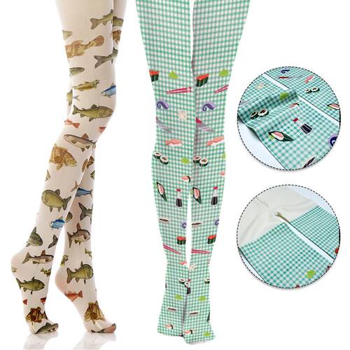 Women's Sexy Tights Stylish Y2k Abstract Print Pantyhose Nig
