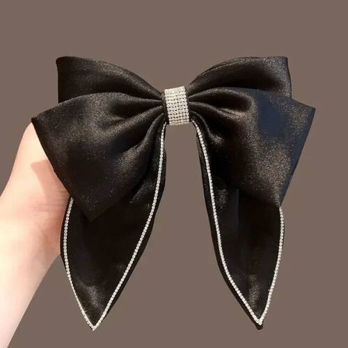 Korean Black Ribbon Bow Hair Clips for Women Elegant Ponytai
