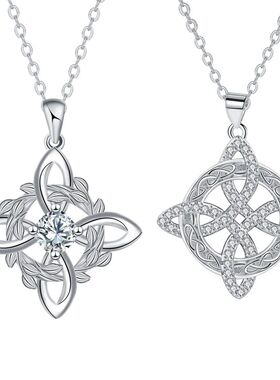925 Thai Silver Classic Witch Knot Necklace With Zircons Tri
