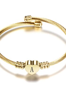 Fashion Girls Gold Color Stainless Steel Heart Bracelet Bang