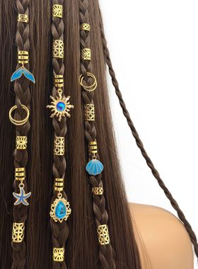 45pcs Baroque Pearl Seashell Dreadlock Hair Rings - Boho Oce