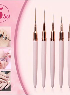 5 Pcs Nail Art Liner Brushes Set Elongated Lines Striping Dr