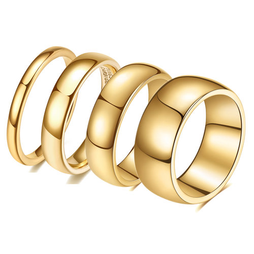 2 4 6 8mm Smooth Plain Ring Stainless Steel 18k Gold Couple