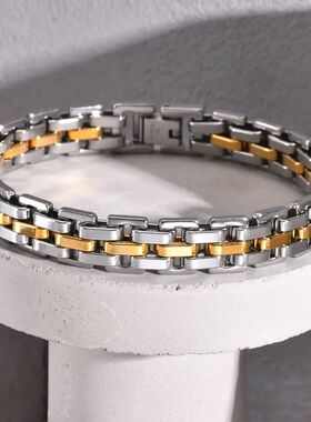 Vnox Thick Masculine Wtach Band Link Bracelets for Men, 11mm