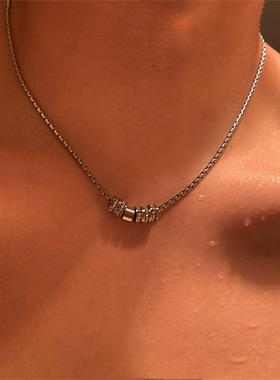 Flash Diamond Ring Pendant Necklace Cold Wind Men's And Wome