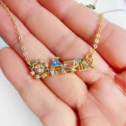 Now Cute Colorful Zircon Amusement Park Necklace Girl Castle
