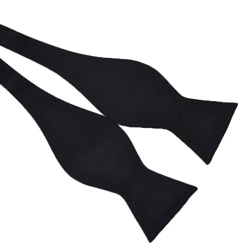 1Pc Men Silk Satin Plain Solid Black Bow Tie Formal Wedding