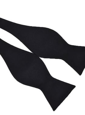 1Pc Men Silk Satin Plain Solid Black Bow Tie Formal Wedding