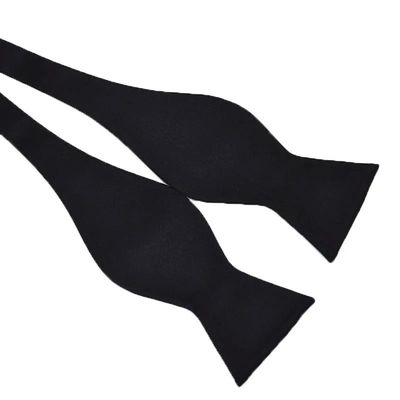1Pc Men Silk Satin Plain Solid Black Bow Tie Formal Wedding