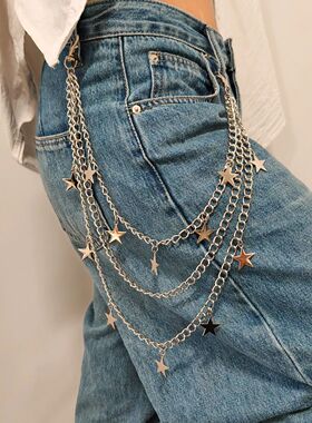A Harajuku Style Set Hip-Hop Y2k Jeans Chain Belts Personali