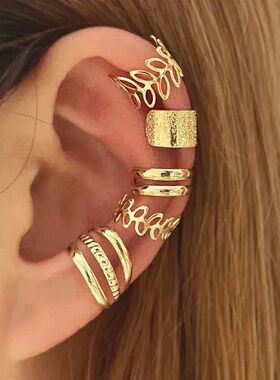 5Pcs/Lot  Vintage Gold Color Leaves Ear Cuff Non-Piercing Fa