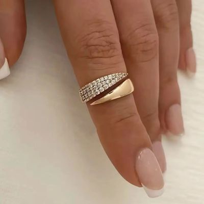 18 K Gold Plated Sun Rings for Women Natural Stone Inlaid in