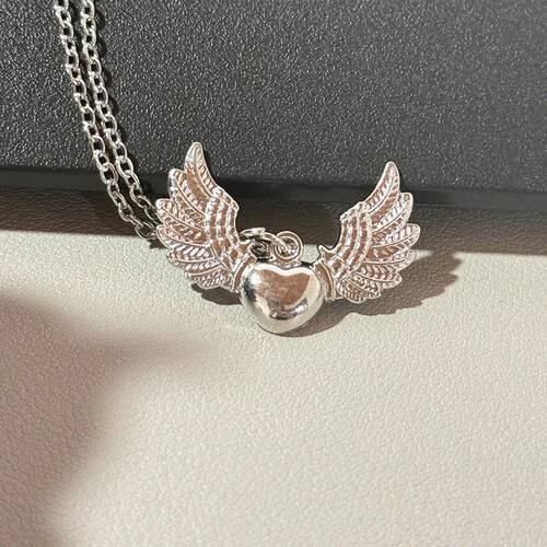 Simple Vintage Color 36x27mm Heart With Angel Wing Pendant N