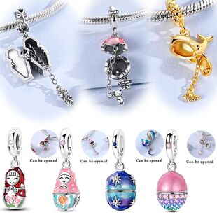 New 925 Sterling Silver Openable Charm Beads Matryoshka Mumm