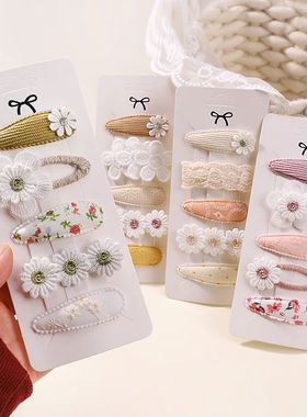 5Pcs/Set Mini Baby Girl Hair Clip Cute Floral Bow Bunny Prin