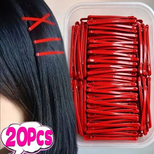 5/20pcs Metal Red Wide Snap Hair Clips Y2K Role Play Anime C