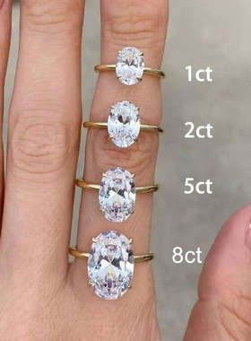 925 Sterling Silve Gorgeous Shiny 1-8CT Zircon Oval Stone Ri