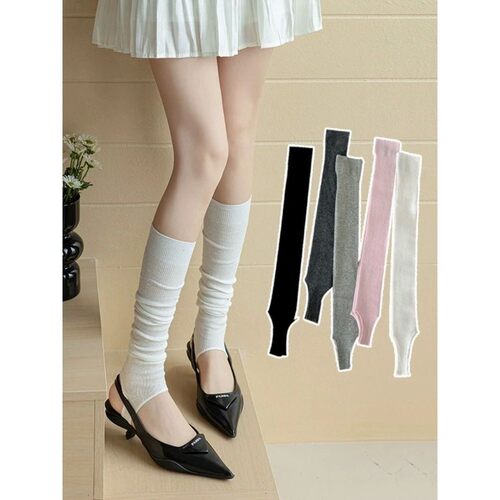 Jk Cotton White Pleated Stacked Socks StyleKnee High Calf So
