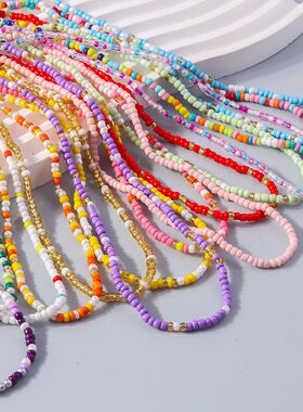 Aihua Bohemia Colorful Flower Seed Beads Necklace For Women