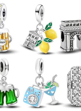 925 Sterling Silver Summer Camera Beer Lemon Town Casual Ser
