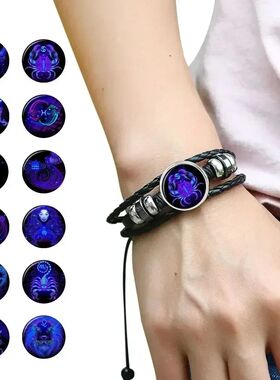 Bracelet Men Women Gifts Pulseras Hombre 12 Constellation Zo