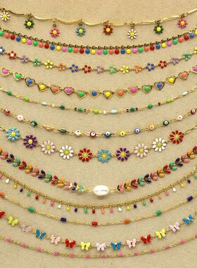 Spring And Summer 2024 New Bohemian Colored Enamel Necklace