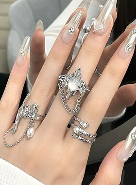 Vintage Irregular Pearl Open Ring for Women Men Punk Gothic