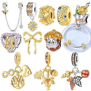 Charms 925 Silver Original Gold Exquisite Butterfly Pendant
