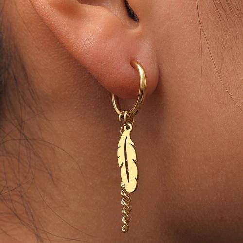 Stainless Steel Earrings Fashion Unisex Punk Gothic Feather