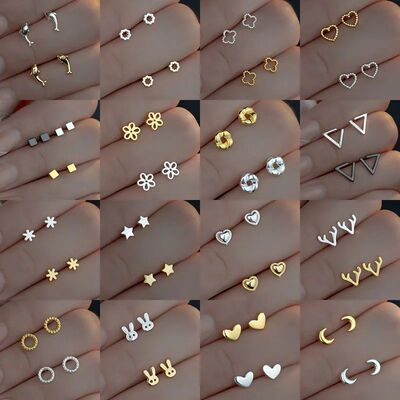 Heart Stud Earrings for Women Hypoallergenic Daily Wear Mini