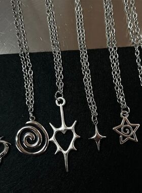 Y2K Flail Fire Heart Teeth Pendant Necklace for Women Men Ch