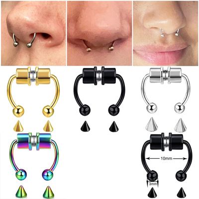 Stainless Steel Magnet Fake Piercing Nose Ring Fake Septum P