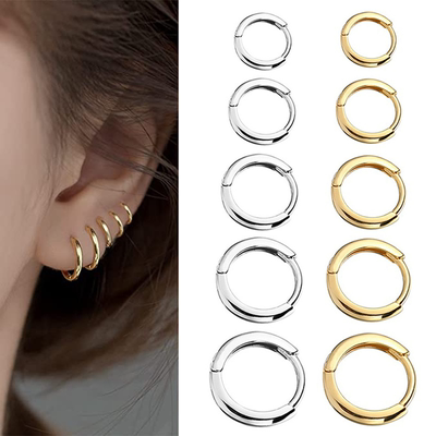 New Simple Stainless Steel Small Hoop Earrings for Women Men