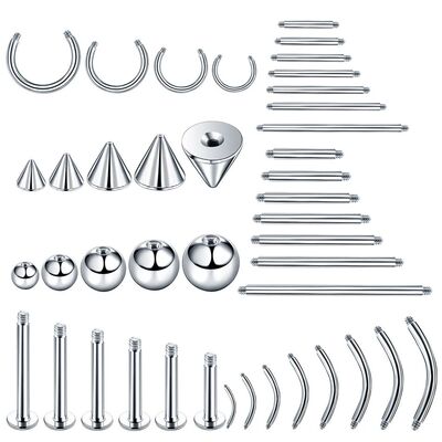 100Pcs/lot Steel Earring Studs Barbell Nipple Labret Piercin