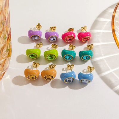 High Quality Gold Plated Waterdrop Enamel Stud Earrings Jewe