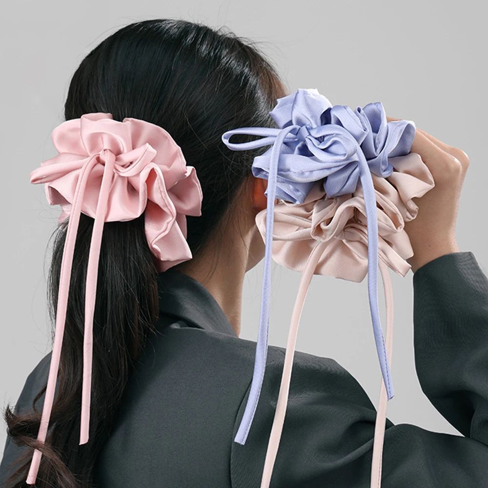 Bow Ribbon Hairbands Long Elastic Sweet Scrunchies Flowers H