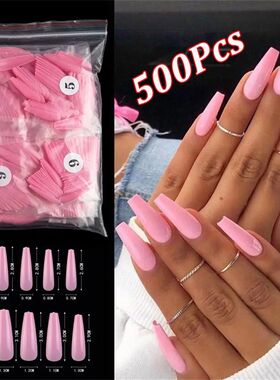 500pcs Colorful False Nails Long Ballerina Coffin Shape UV S