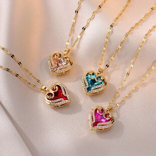 Love Wom Colorful Peacock Necklaces for Pendant Zircon Heart