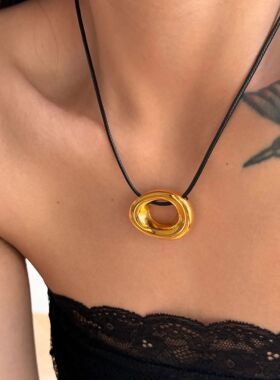 Miranda Stainless Steel Round Hollow Pendant Minimalist Neck