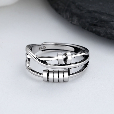 Anxiety Ring Opening Women Men Fidget Ring With Bead Worry S