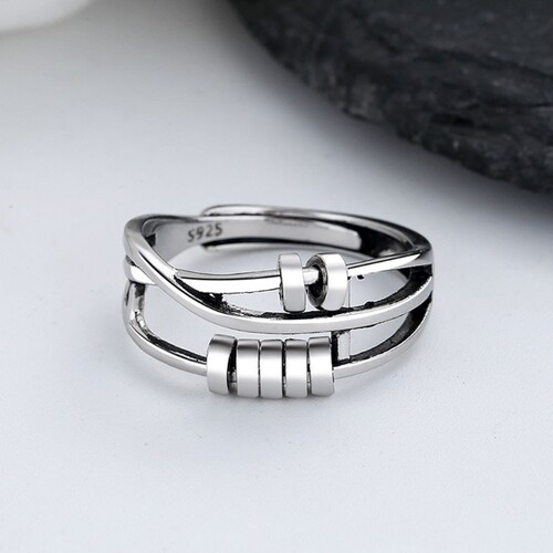 Anxiety Ring Opening Women Men Fidget Ring With Bead Worry S
