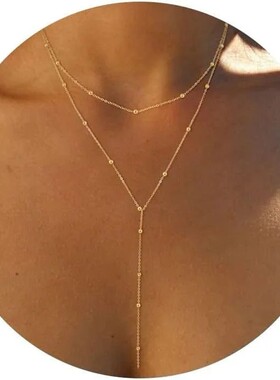 Gold Necklace for Women 14k Gold Plated/Silver Y-Shaped Pend