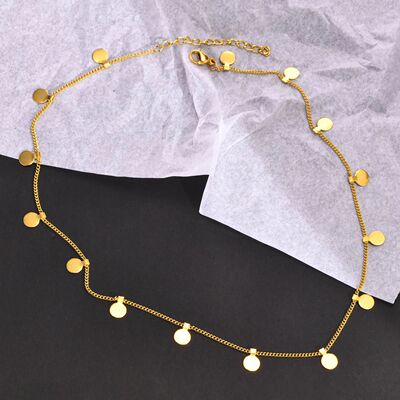 Delicate Small Multiple Coins Disc Necklace for Women, Gold