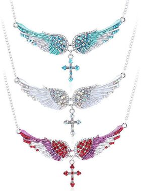 Angel Wings Cross Pendants Necklaces Shell Hard Vintage Char