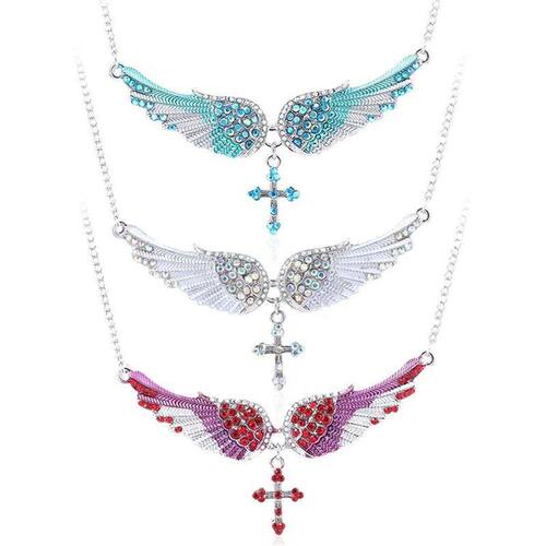 Angel Wings Cross Pendants Necklaces Shell Hard Vintage Char