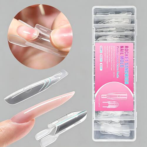 2026 New Sandwich Dual Nail Forms 120pcs 15size Rocket Shape