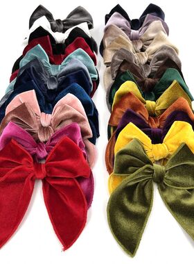 Velvet Fable Bow Hair Clips Baby Girls Women Large Sailor Bo
