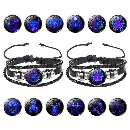 12 Constellation Zodiac Sign Charm Luminous Bracelets Men Wo