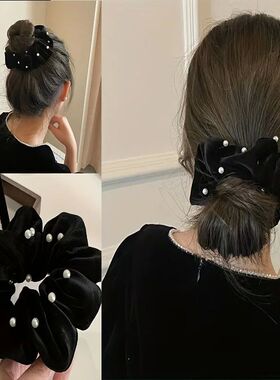 1/2PcsSimple Flocking Black Pearl Headbands Women Girls Part