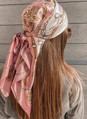 New Brand Print Headband Scarf Women90*90cm Silk Satin Banda